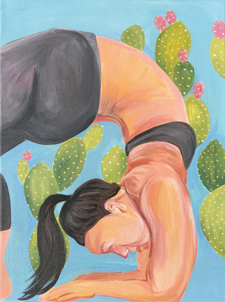 Forearm Wheel Pose (Dwi Pada Viparita Dandasana) Acrylic on Canvas, 19.5 x 25.5 inches