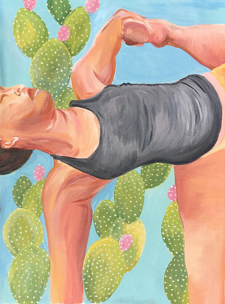 Half Moon Pose (Ardha Chandrasana) Acrylic on Canvas, 19.5 x 25.5 inches