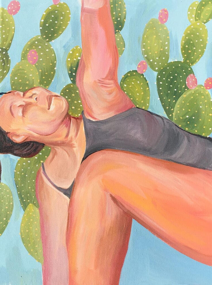 Extended Side Angle Pose (Utthita Parsvakonasana) Acrylic on Canvas, 19.5 x 25.5 inches